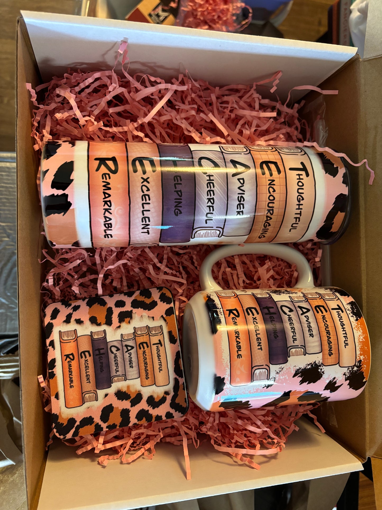 Teacher Appreciation Gift Set – Leopard Print & Book Stack Design