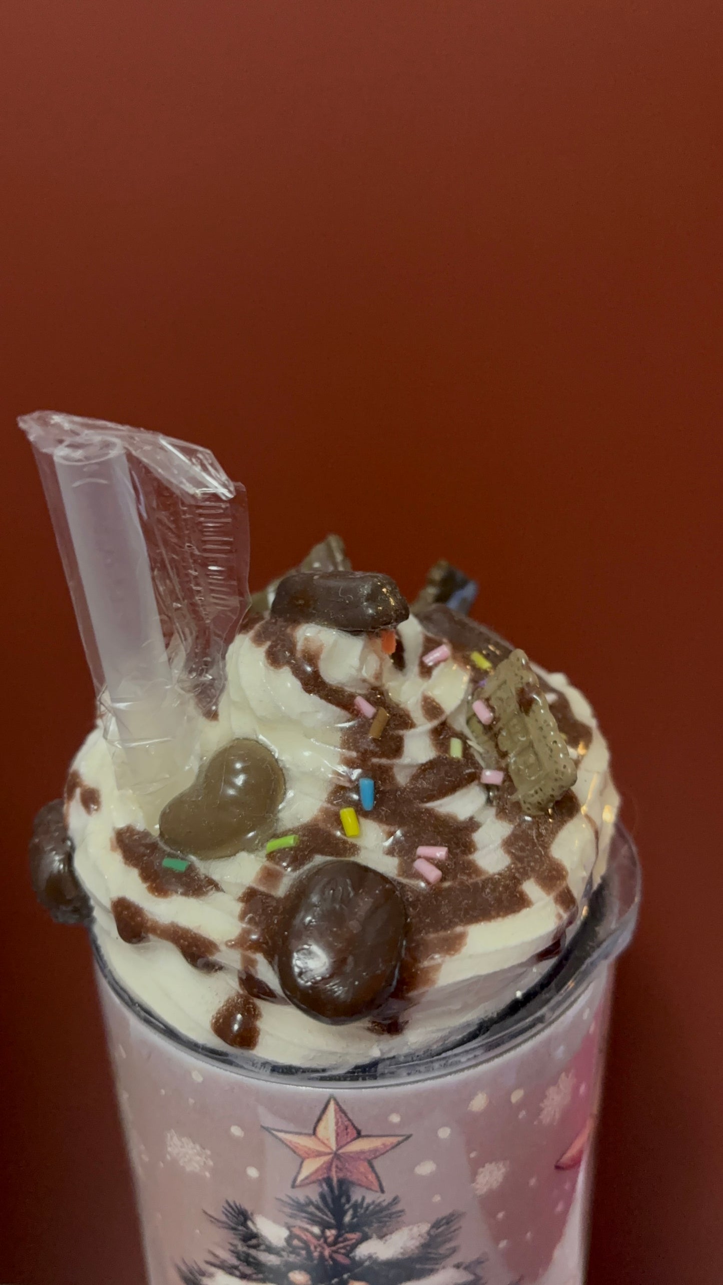 🐮 Winter Highland Cow Tumbler with Custom Chocolate Topper 🍫✨