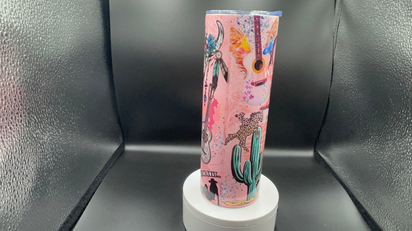 Country Girl Survival 20oz Tumbler – Western Cowgirl Pink Rodeo Vibes