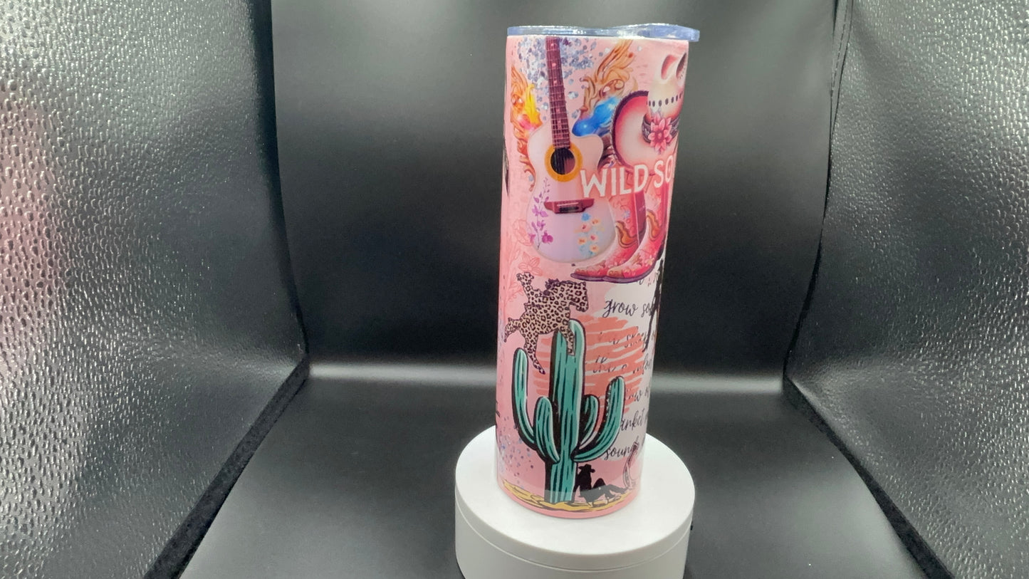Country Girl Survival 20oz Tumbler – Western Cowgirl Pink Rodeo Vibes
