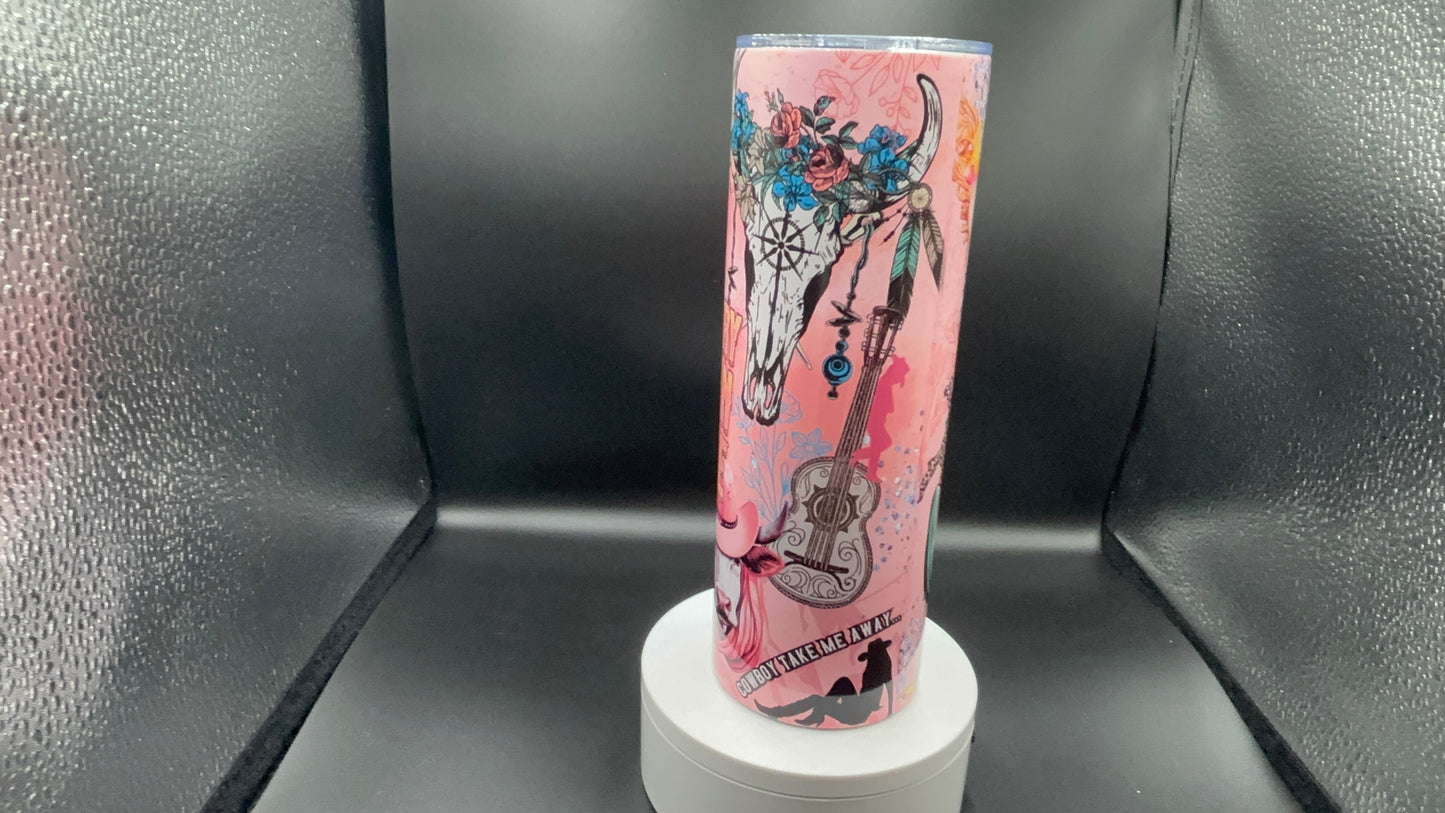 Country Girl Survival 20oz Tumbler – Western Cowgirl Pink Rodeo Vibes