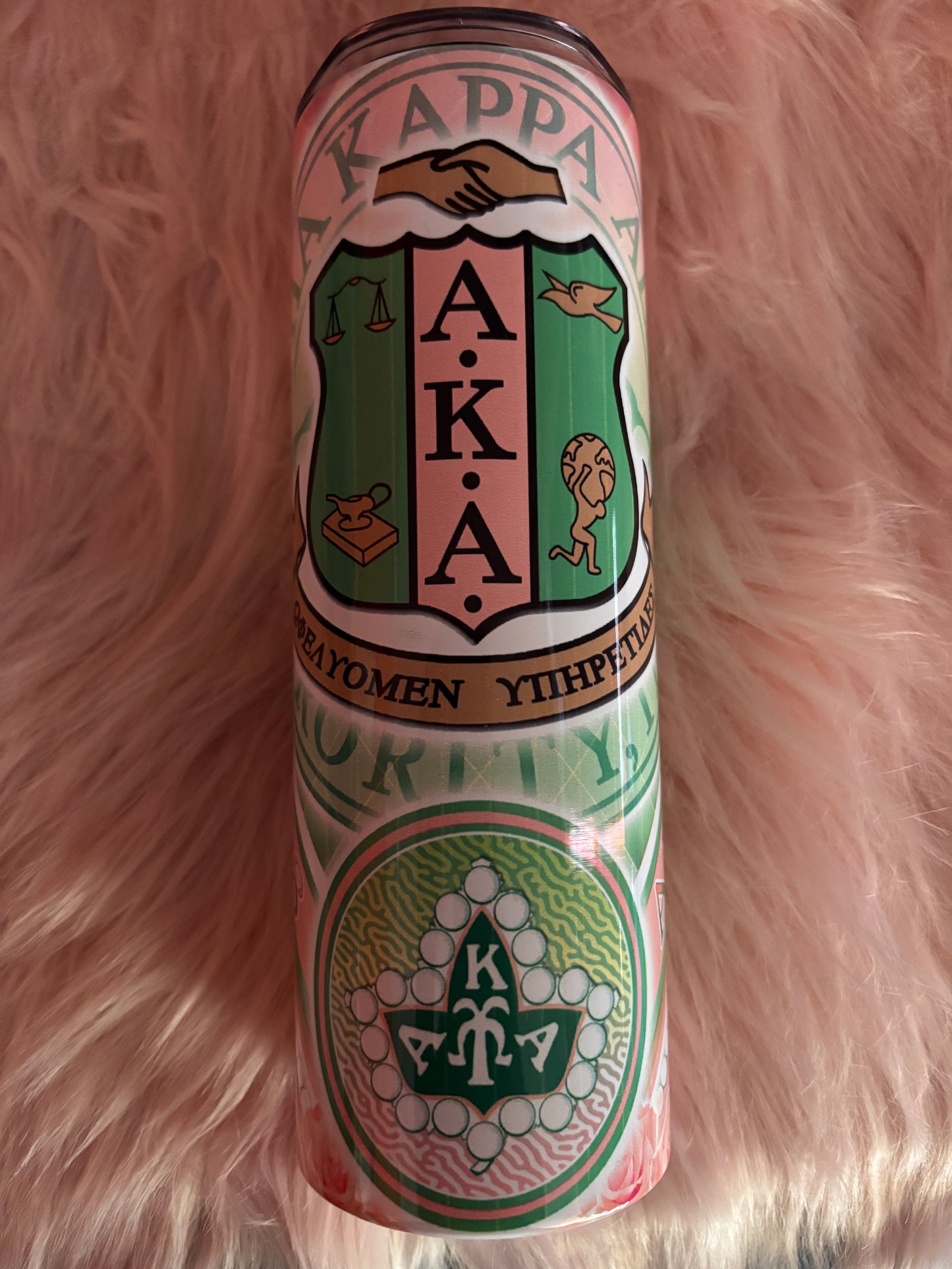 Alpha Kappa Alpha 20oz Skinny Tumbler – Pink & Green Perfection